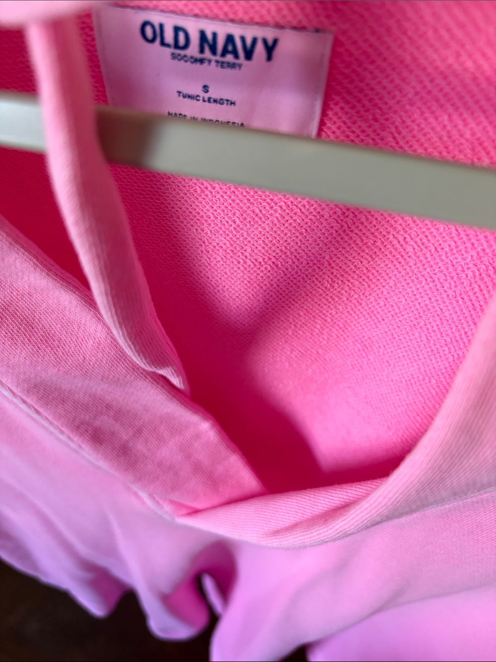 Old Navy Pink V-Neck Hooded Lightweight Tunic Length Pullover Hoodie size small - Picture 4 of 11